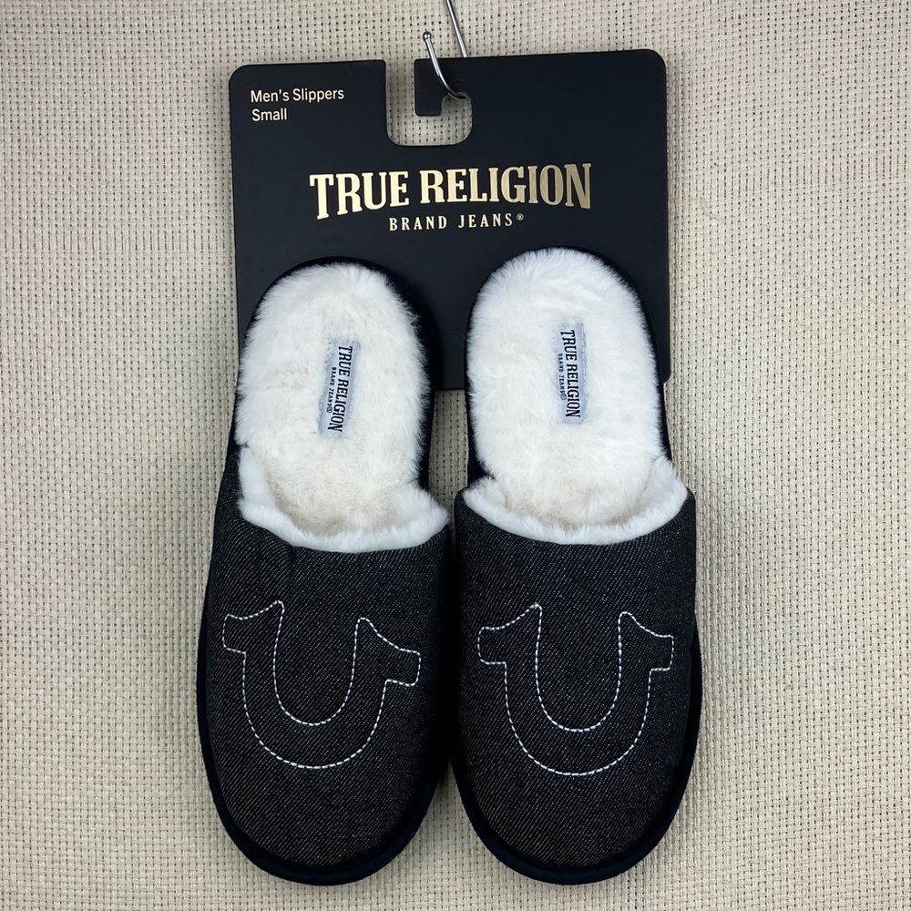 True Religion Horseshoe Slippers Gray NWT